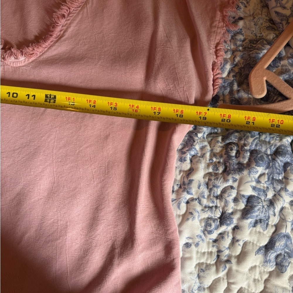 Maven west Pink Frayed V-Neck tie front Women Top - Picture 7 of 8